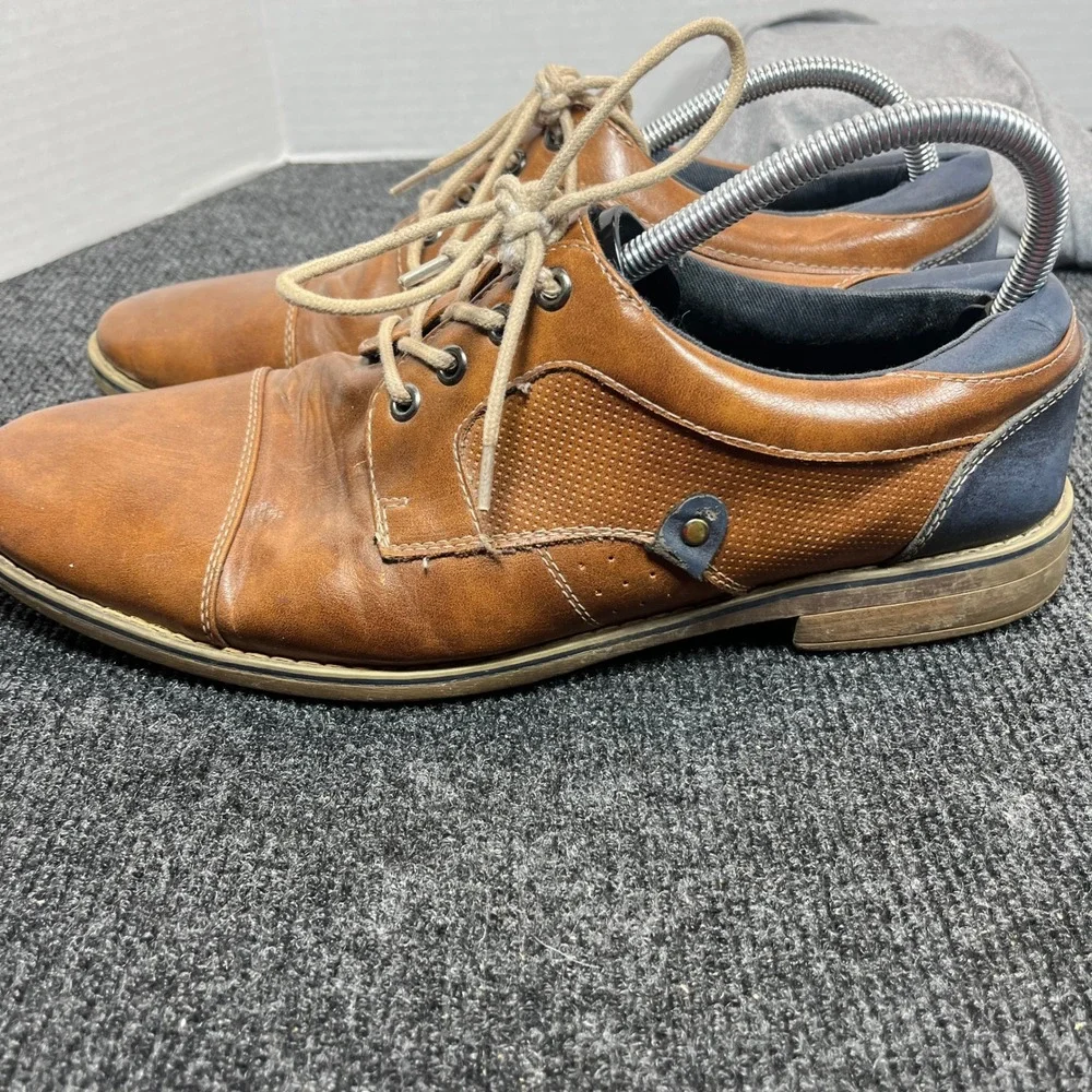 Restoration Cap Toe Oxford Mens 11 Brown Blue Dress Shoes Derby Academia Preppy